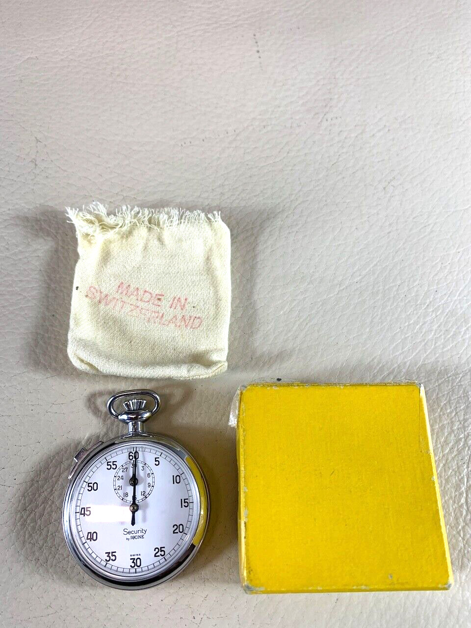 Security by Racine & Company Swiss Made Mechanical Stopwatch Switzerland Vintage