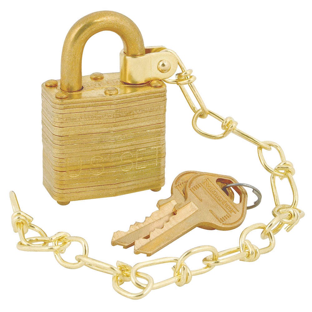 MASTER LOCK 6004NKAS5SBCUSS1KEY2KS Keyed Padlock, 5/8 in,Rectangle,Gold,PK5 38W8