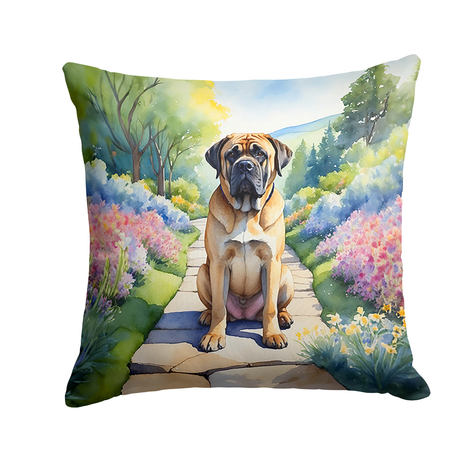 Mastiff Spring Garden Path Throw Pillow