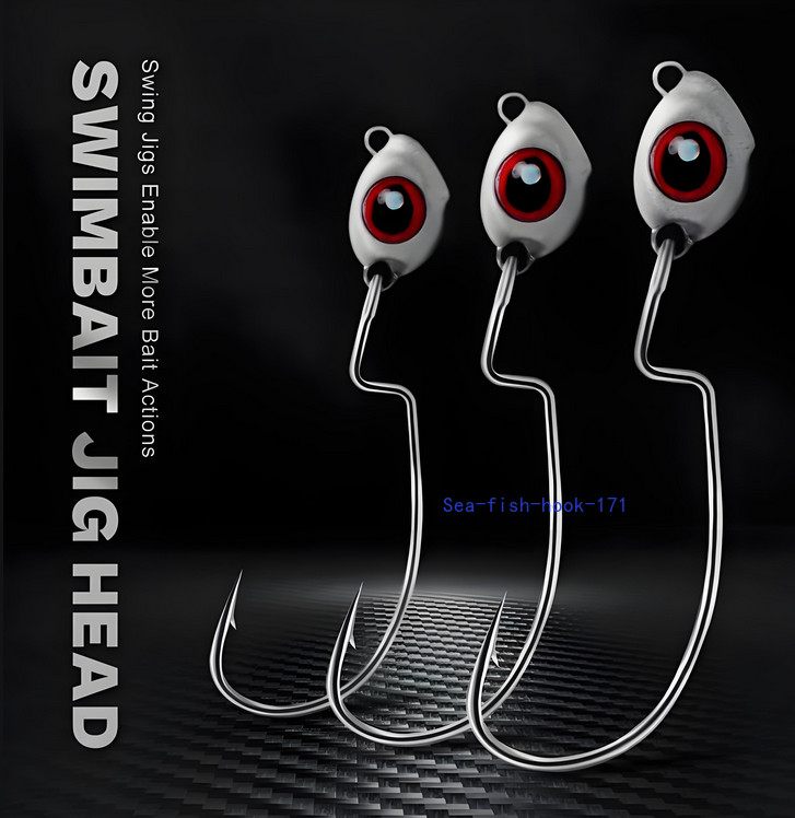 20PCS Swing Jig Heads Fishing Hook Swimbait Ned Rig Hooks Weedless Bass Crappie