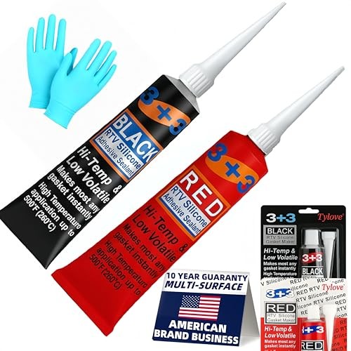 RTV Silicone Gasket Maker - High Temp 590°F Oil Resistant, Black - Black+Red