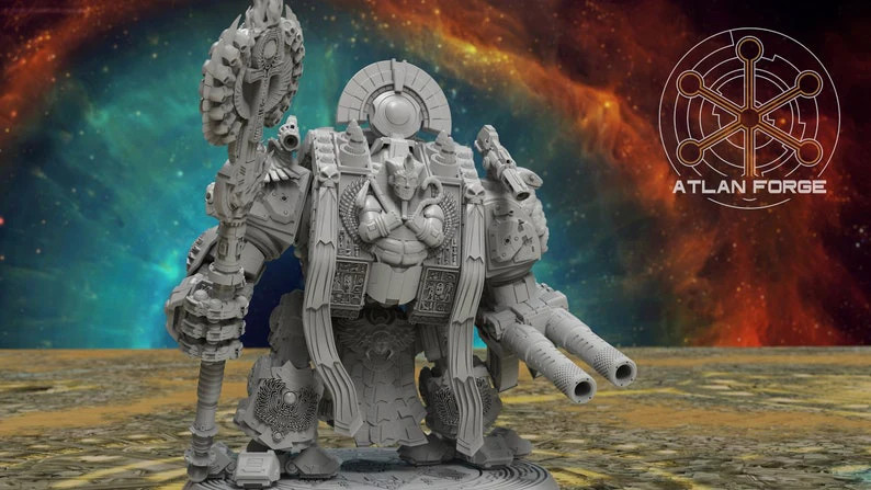 Aegyptian Royal Dreadnought Grimdark Wargame Miniature Atlan Forge