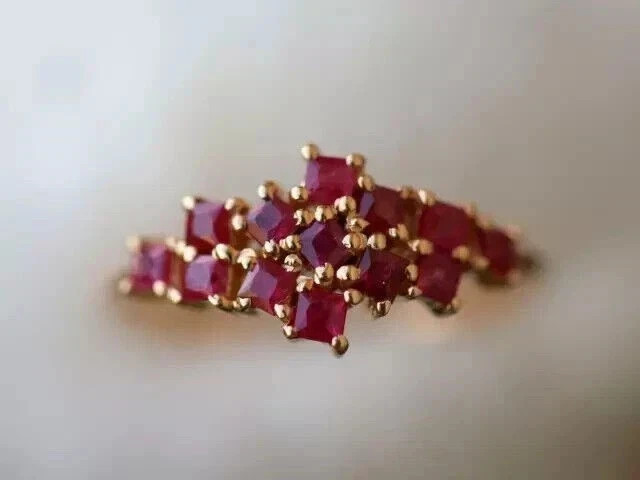 2.00Ct Princess Cut Lab-Created Ruby Engagement Ring In 14k Yellow Gold Plated