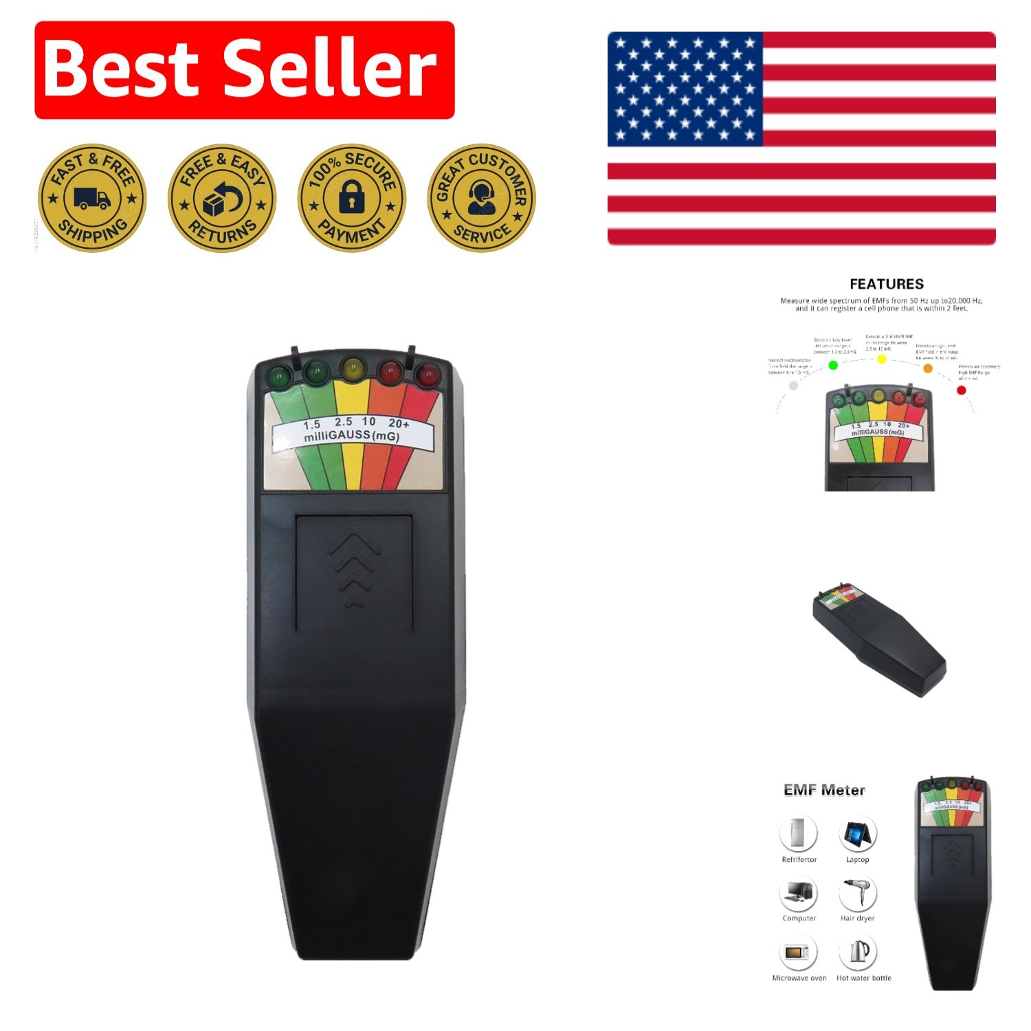 Portable Electromagnetic Field Detector with LED Indicator - Ghost Hunting Tool