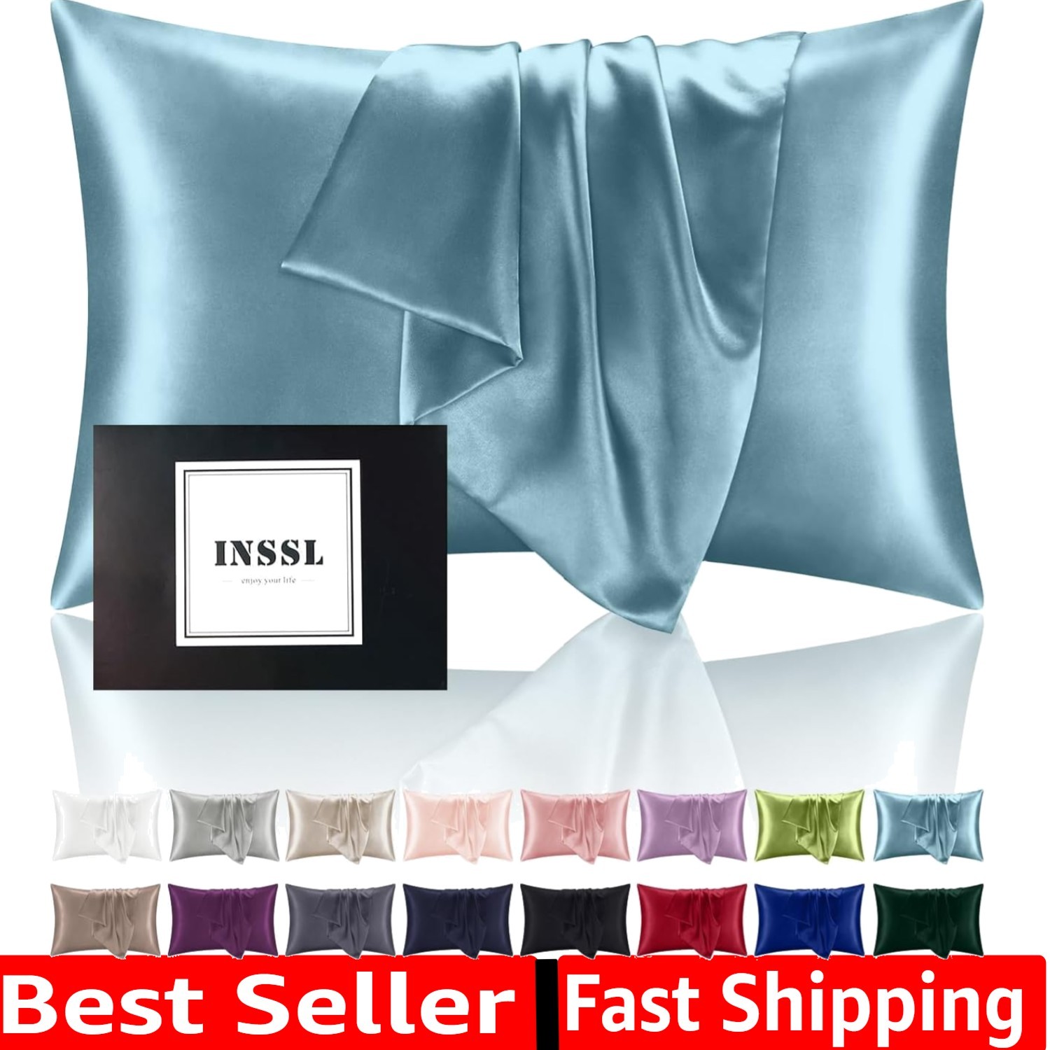 Silk Pillowcase for Women, Mulberry Silk Pillowcase for Hair and Skin and Sta...