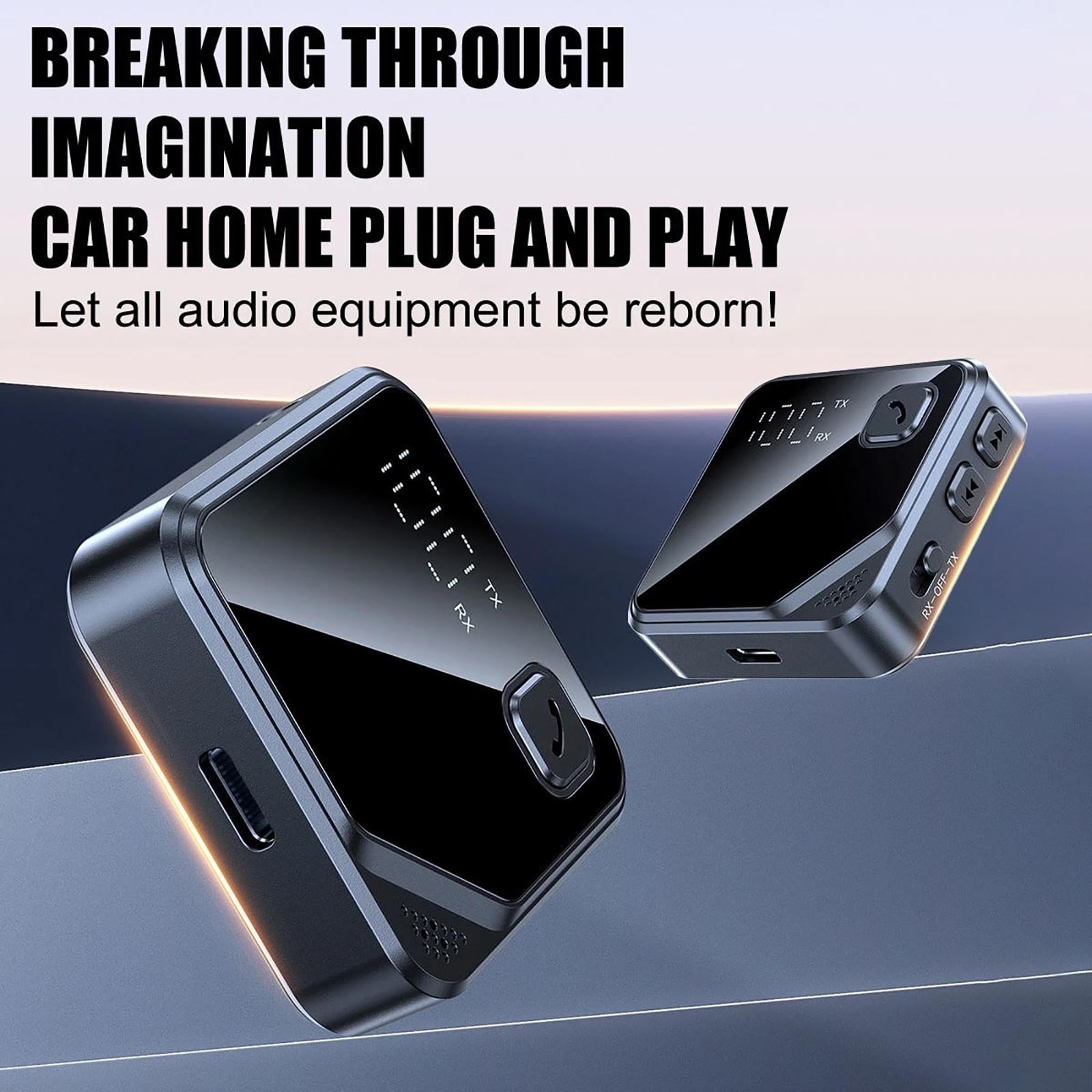 Bluetooth 5.4 Audio Adapter Transmitter Receiver with Hands-Free Mic AUX Jack