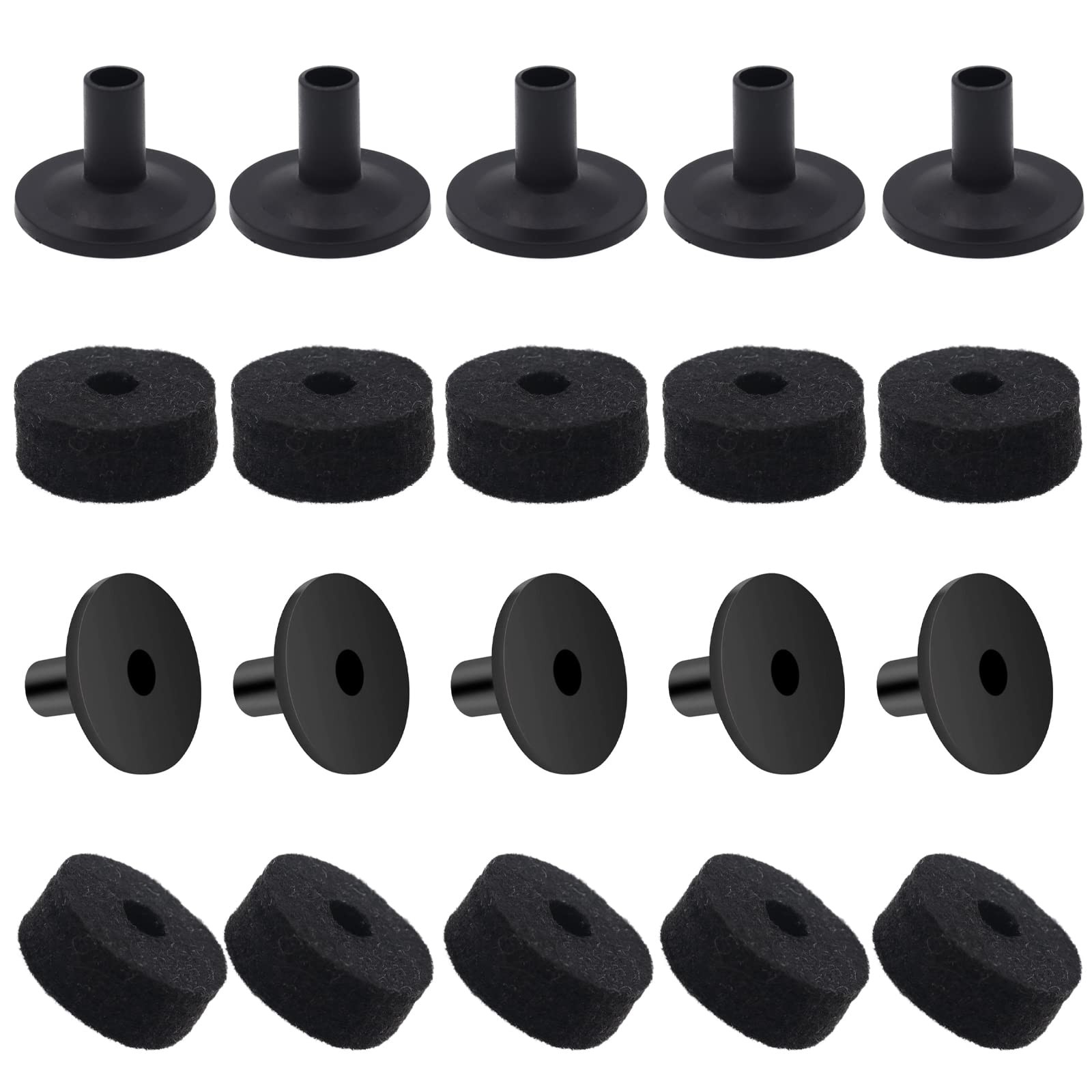 Cymbal Stand Sleeves Felt Set 10PCS Black Pads 10 PCS Plastic Sleeve Replacement