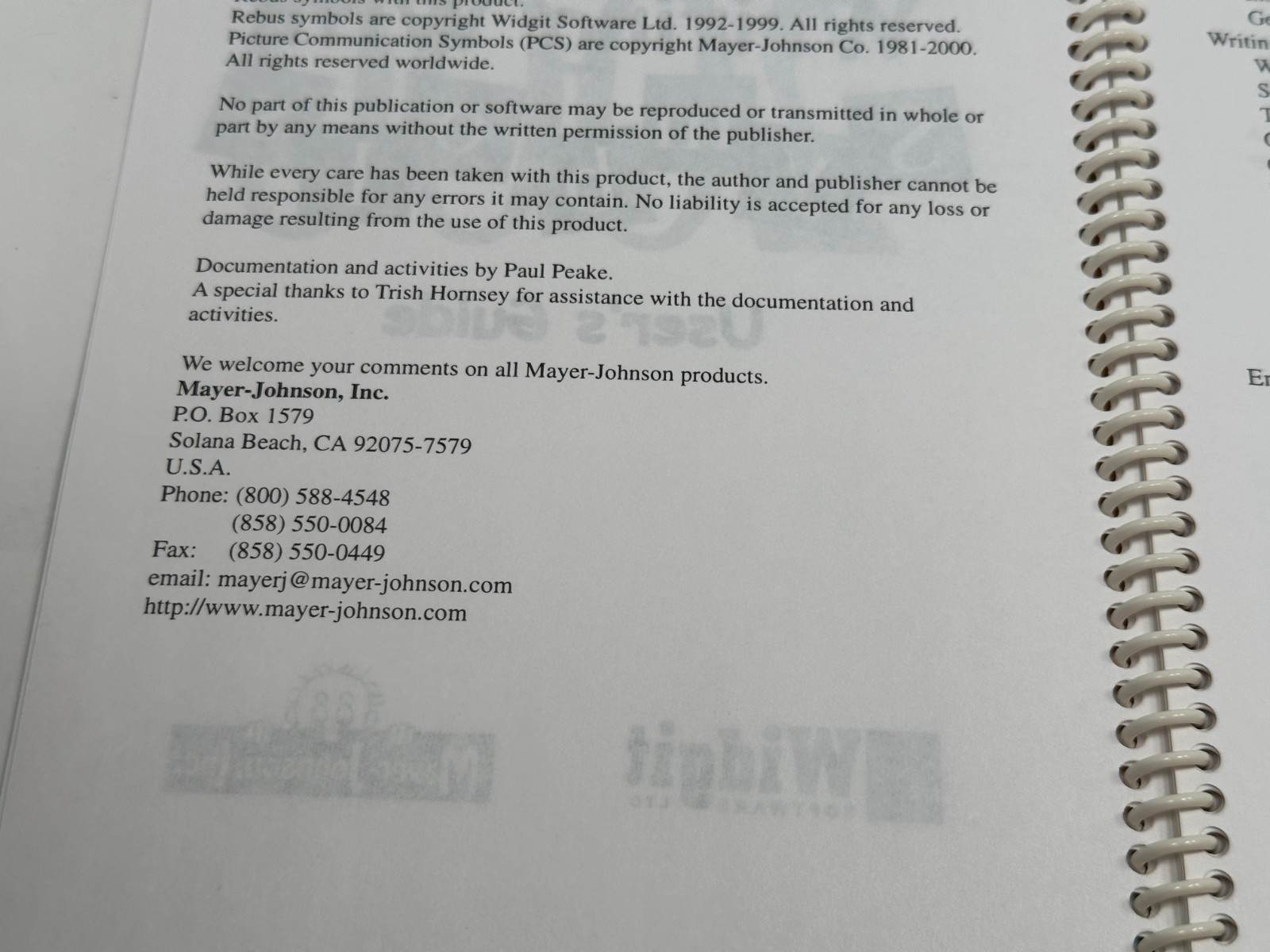 Computer Software Widgit Windows PC Disc Mayer Johnson Writing With Symbols CD