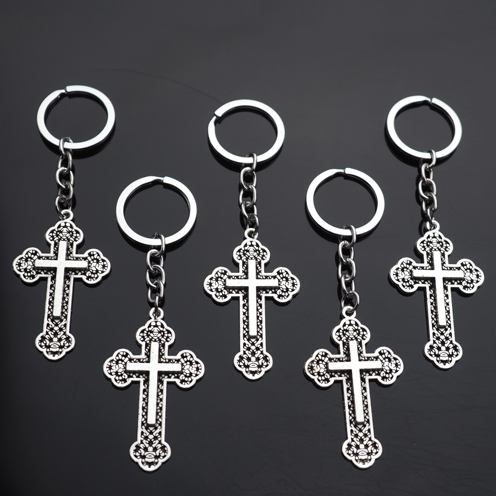 5x PCS Cross Design Christian Christianity Keychain Pendant Key Chain Ring Gift