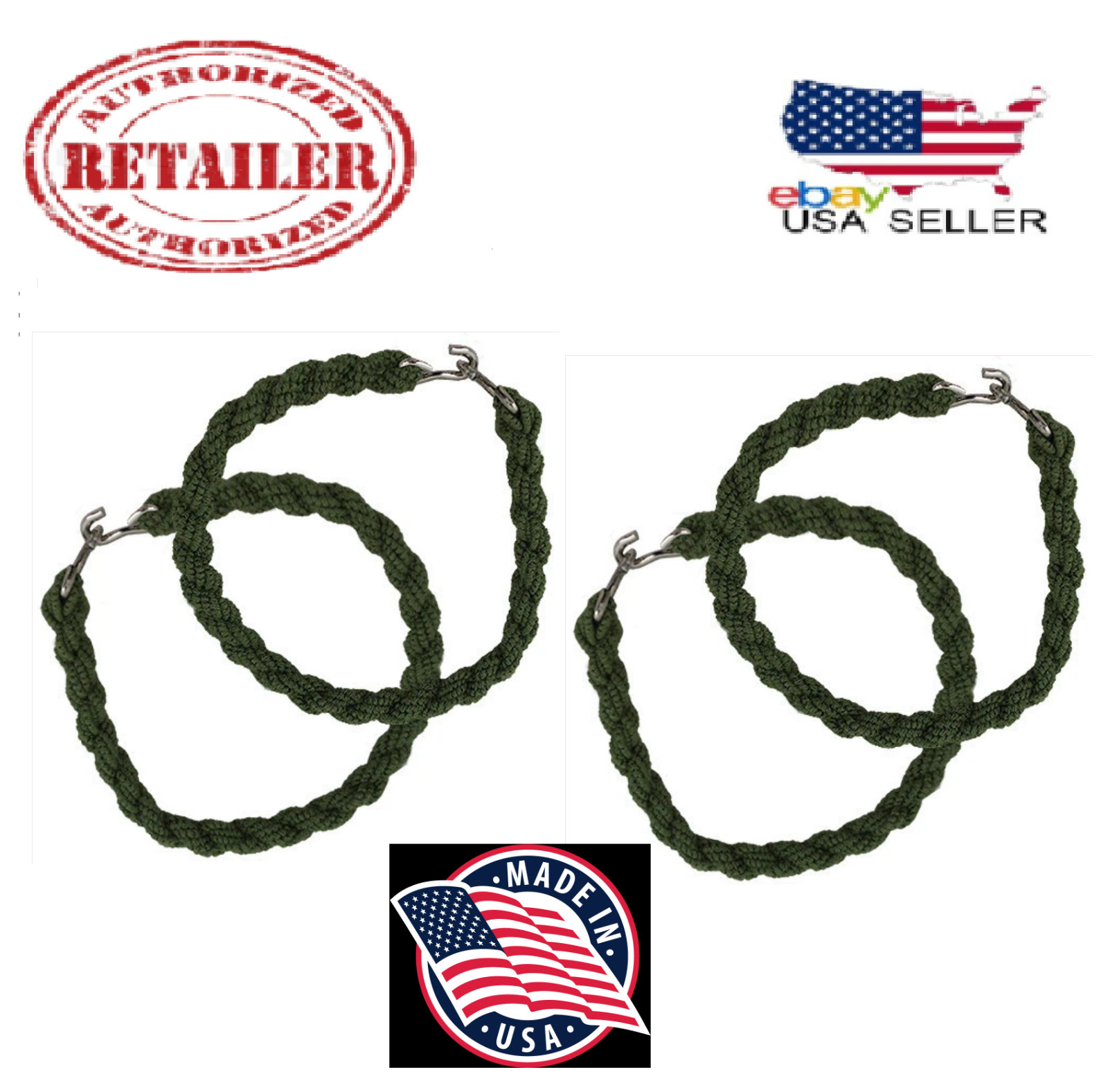 GENUINE U.S. BOOT BANDS: TROUSER BLOUSERS - GREEN - 2 PAIRS FAST FREE SHIPPING
