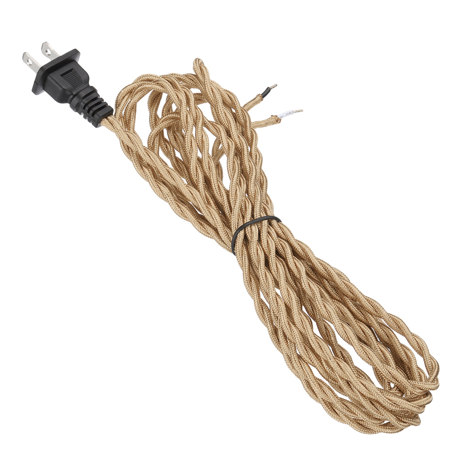 1 Pcs 8Ft 18/2 Twisted Cloth Lamp Cord with Plug Light Golden