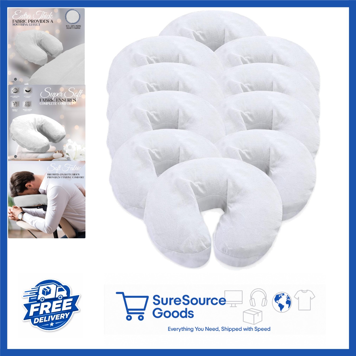 Pack of 10  Extra Thick 100% Cotton Flannel Massage Table Covers White