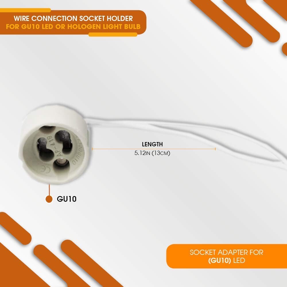 10 PCS - Wire Connection Socket Holder for GU10 LED Light or Hologen Light Bulb