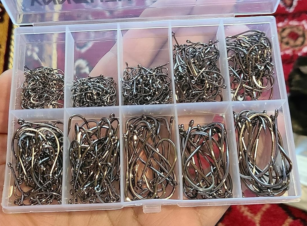 Carbon Steel Fishing Hooks 500Pcs/90Pcs, Circle Hooks Assortment for Fishing NEW