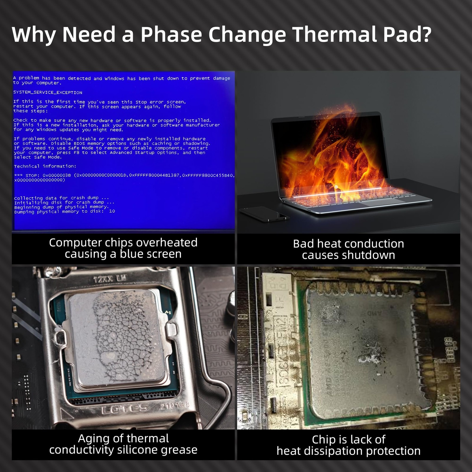 2 Pack PTM7950 Phase Change Thermal Pads 40x80mm 0.2mm Cooling CPU GPU SSD