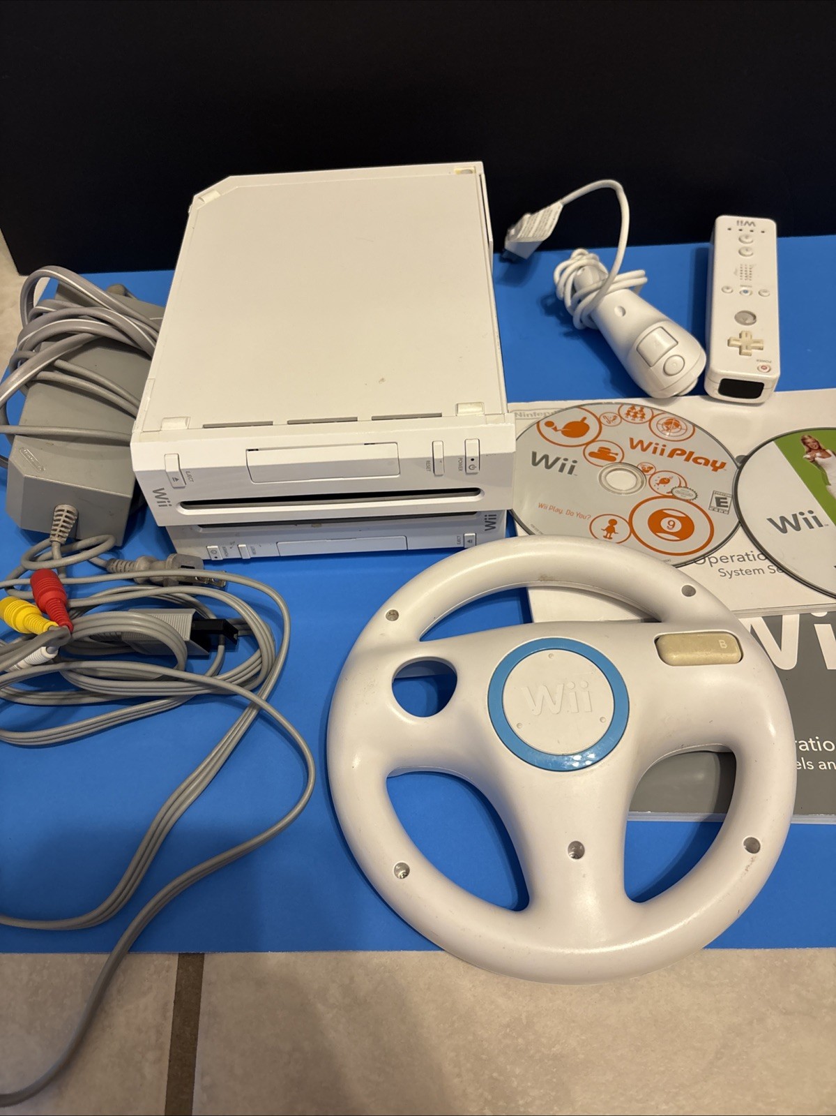 Nintendo Wii RVL-001 Console Lot 2 Systems Controllers Cords Games Bundle READ