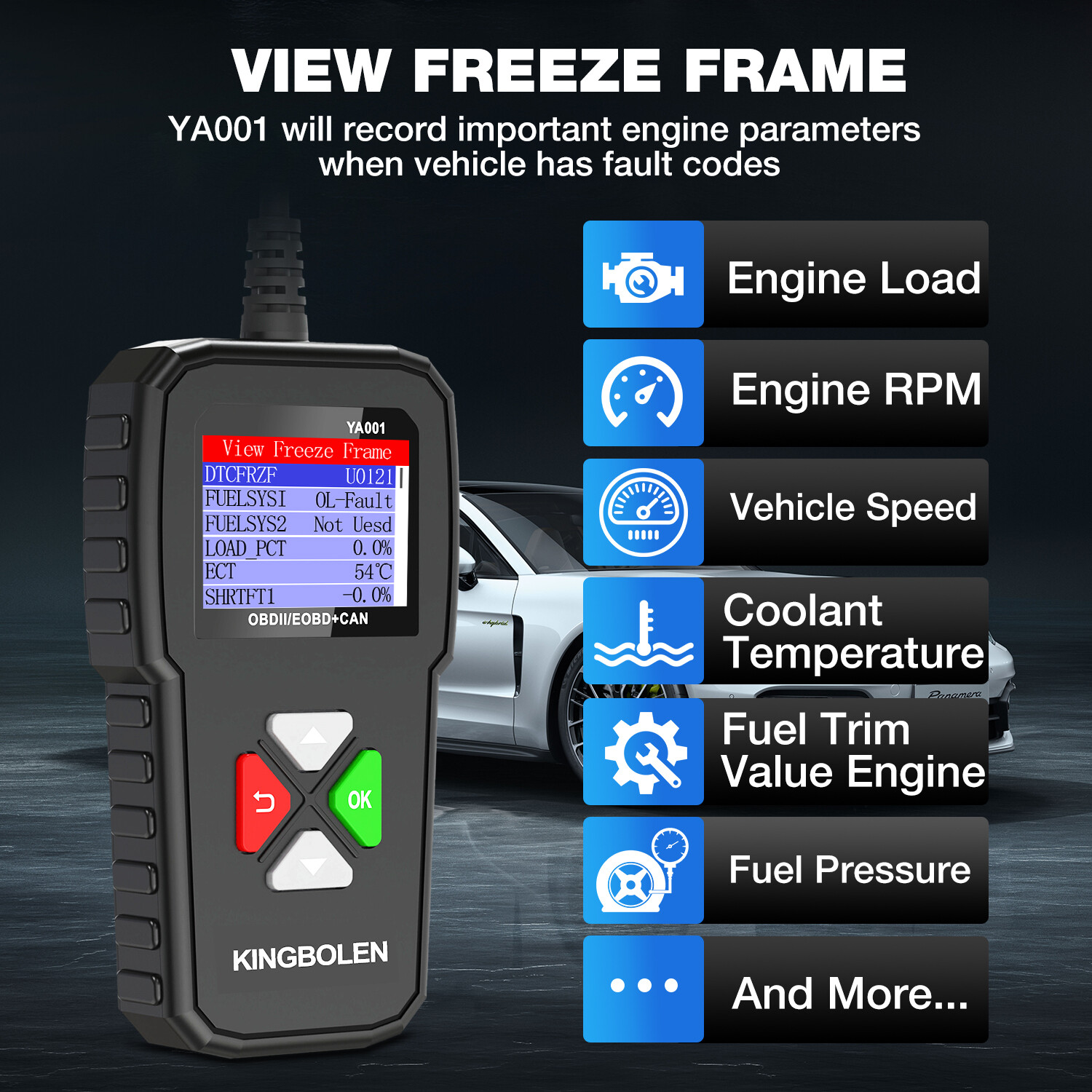 KINGBOLEN YA001 OBD2 Scanner Code Reader Clear Car Check Engine Diagnostic Tool
