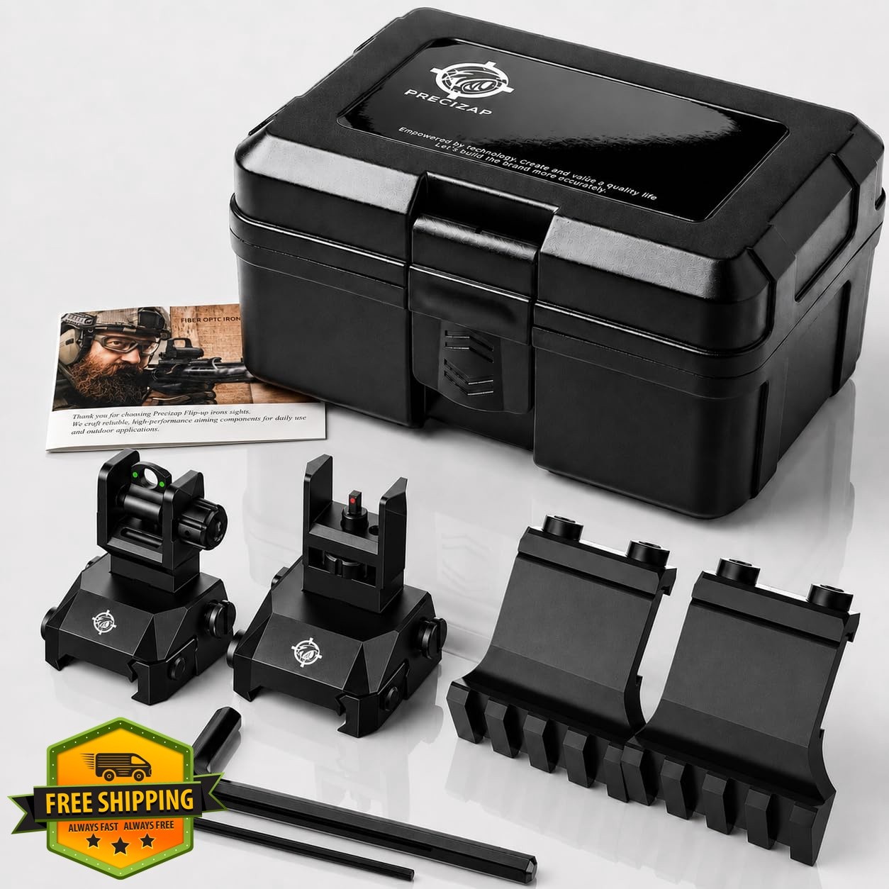 Precizap Iron Sights Black 4 Slot 2 Pack