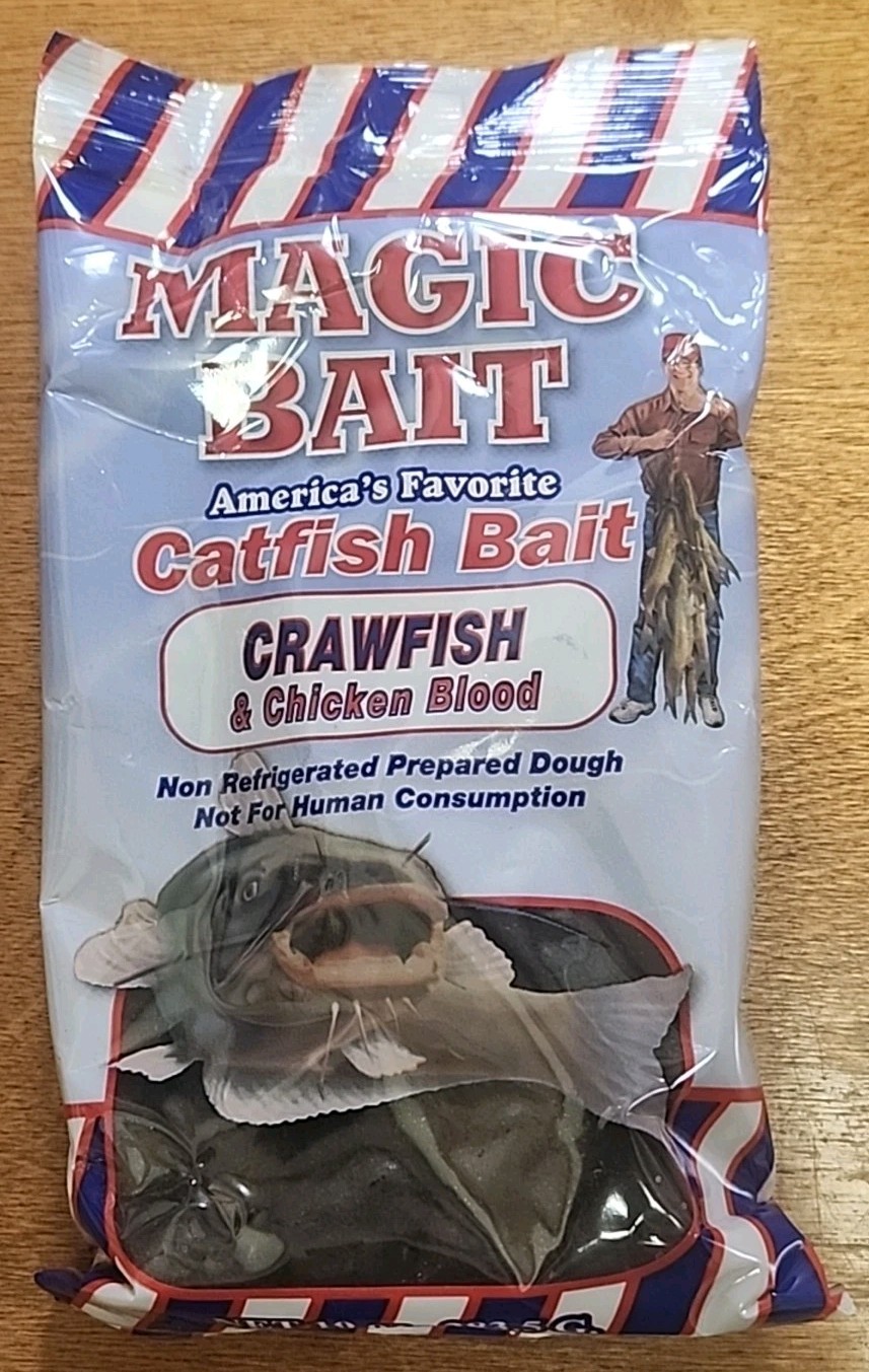 Magic Bait Catfish Bait. Crawfish & Chicken Blood. 10oz. Bag.