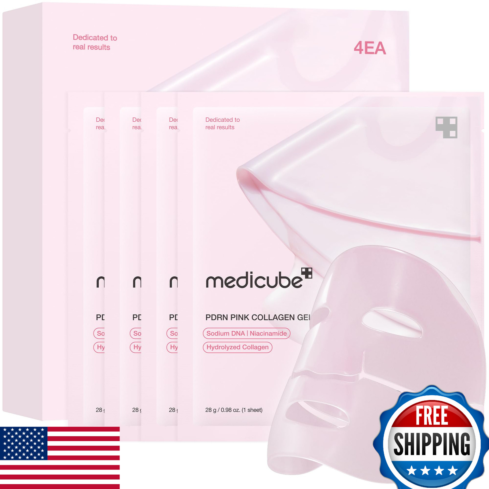 Medicube Salmon DNA PDRN Pink Collagen Jelly Gel Mask, Overnight Face Mask, 4-Pa