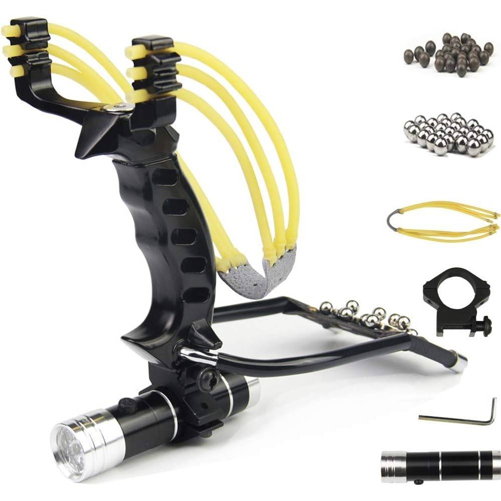 Professional Hunting Slingshot Wrist Brace High Power Catapult with Flashlight