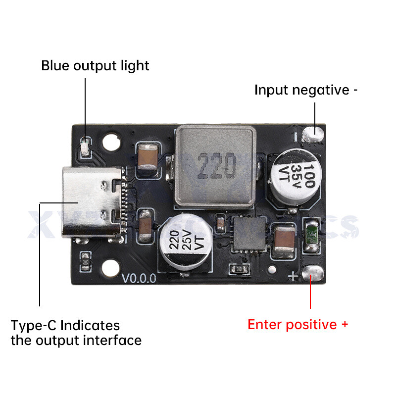 1-10*DC8~30V PD65W Fast Charging Module Step-Down Support PD3.1 QC3.0 SCP Type-C