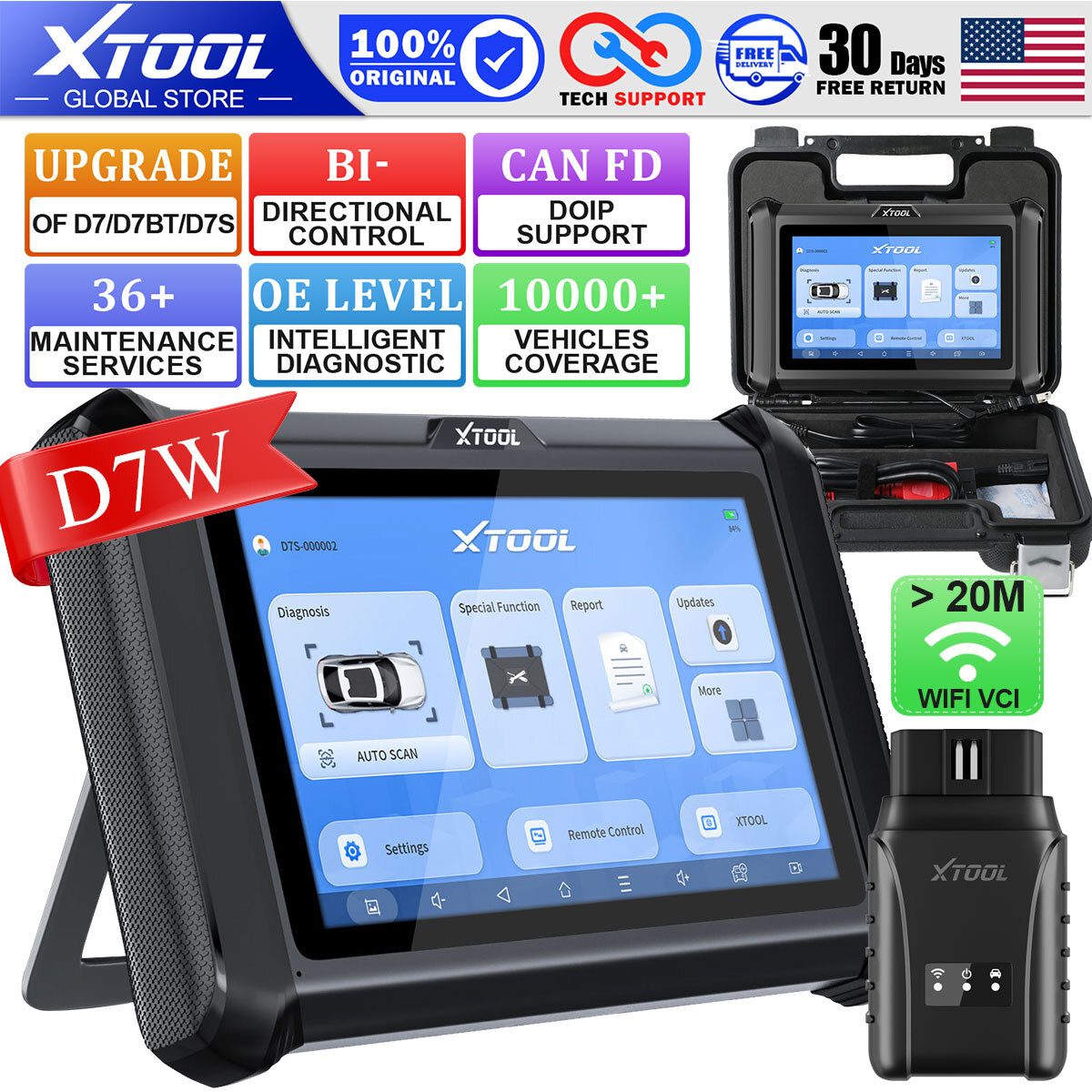 2024 Newest XTOOL D7 WIFI Car Diagnostic Tool Full System Scanner Active Test