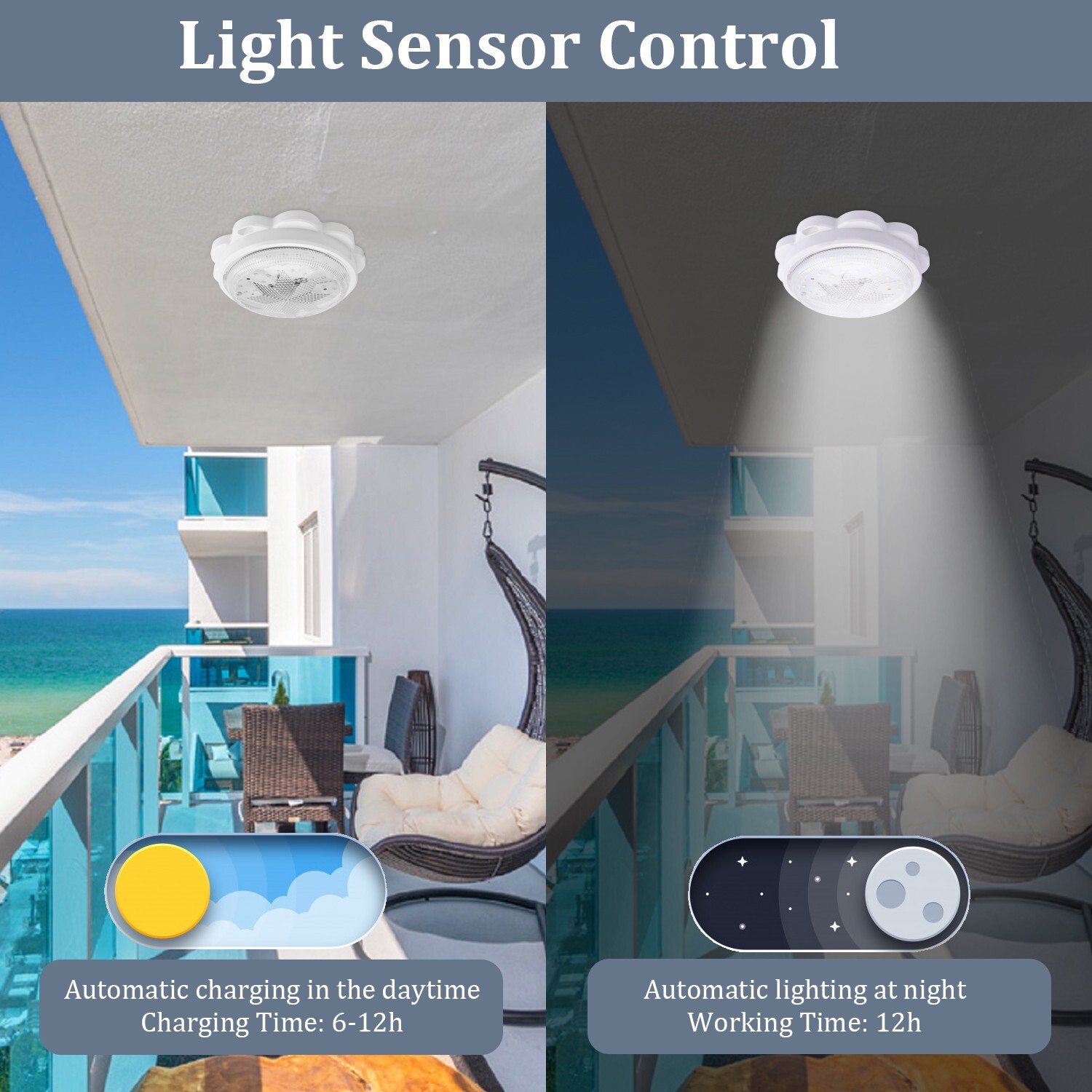 LED Ceiling Light Solar Panel Remote Control Pendant Lamp Indoor Corridor Garden