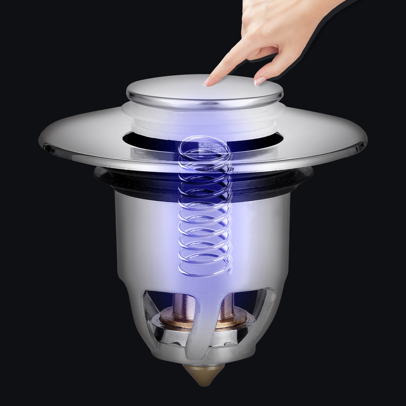 Washbasin Leaking Leak-proof Plug Electroplating Drainer Bouncing Core Push Type