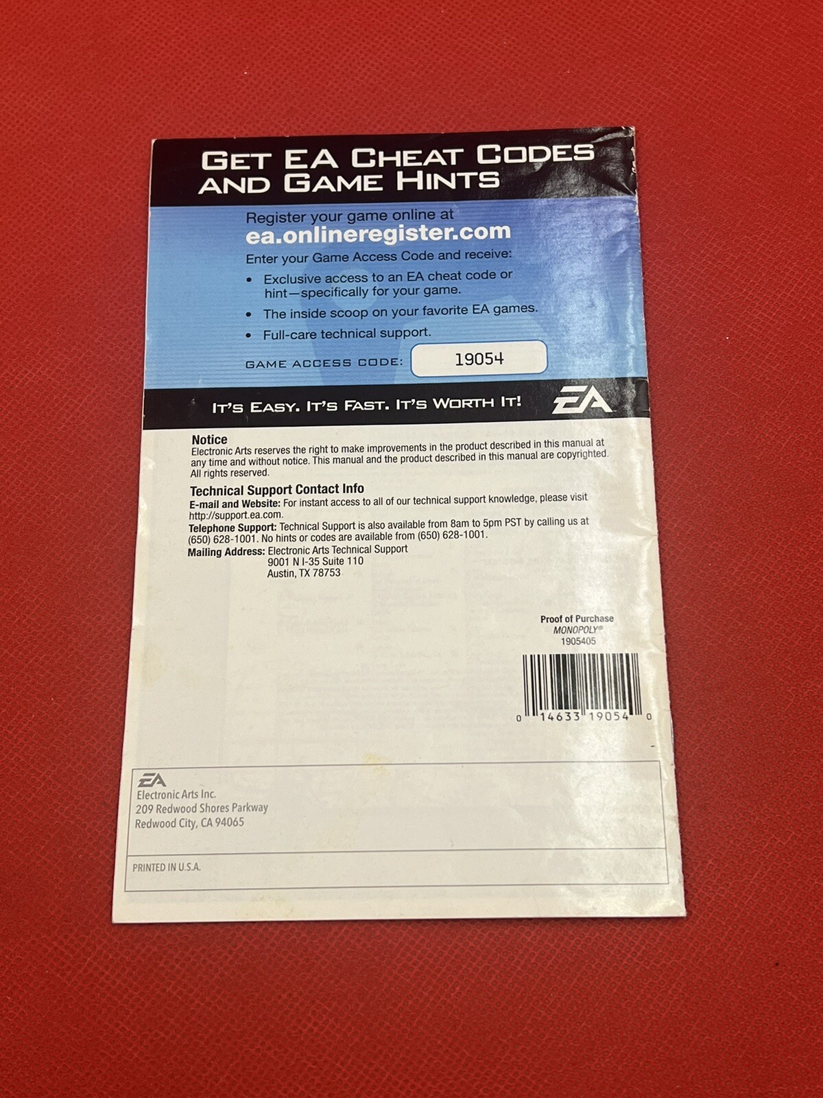 (Manual Only) Monopoly - Nintendo Wii Authentic Instruction Booklet Game