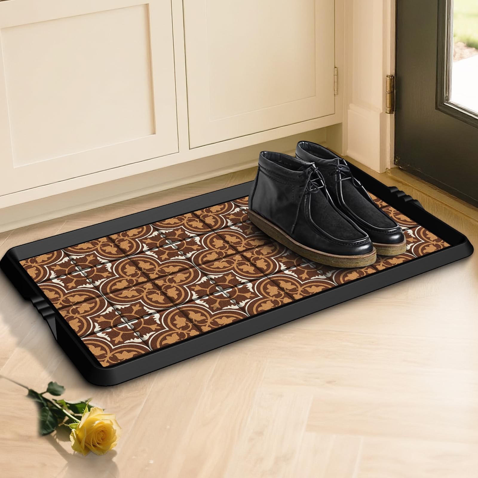 Boot Tray Shoe Mat Decorative Patterned, Rubber Boot Matt Tray Indoor and Out...