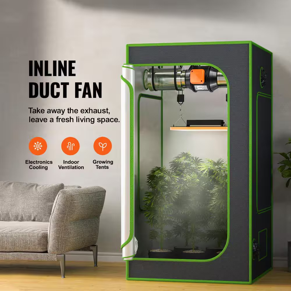 Tuspuzz Inline Duct Fan 4 In. 200 CFM with Variable Speed Controller Quiet Ac-Mo