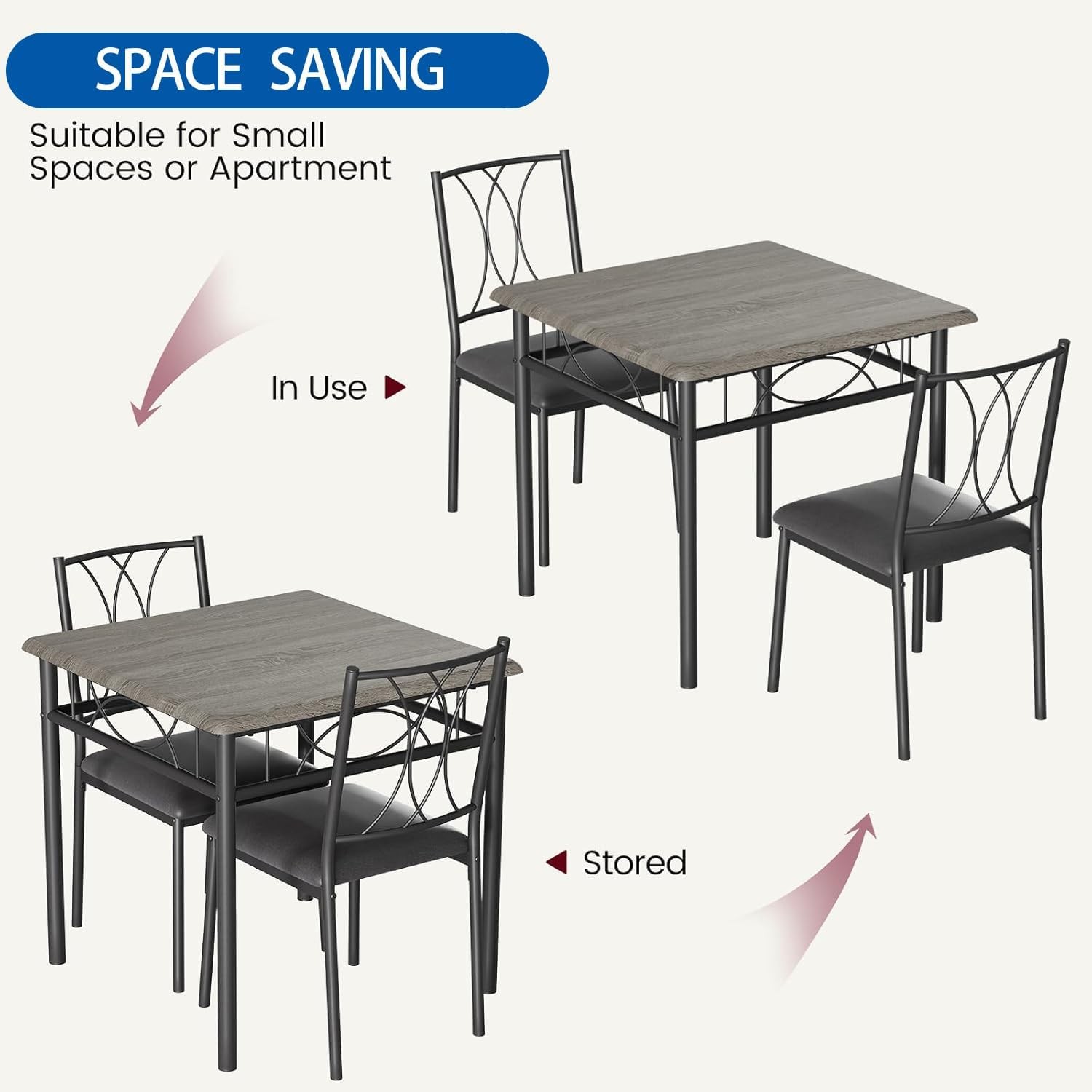 Dining Table Set 2 Square Dinner Table Sets W/ 2 Upholstered Chairs Small