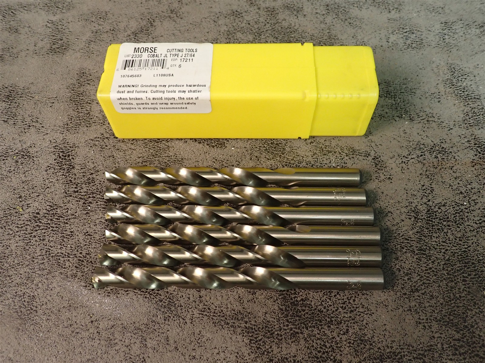 NEW Morse 17211 Cobalt 27/64" Jobber Length Type J Drill Bit 6 Pack (BN461)