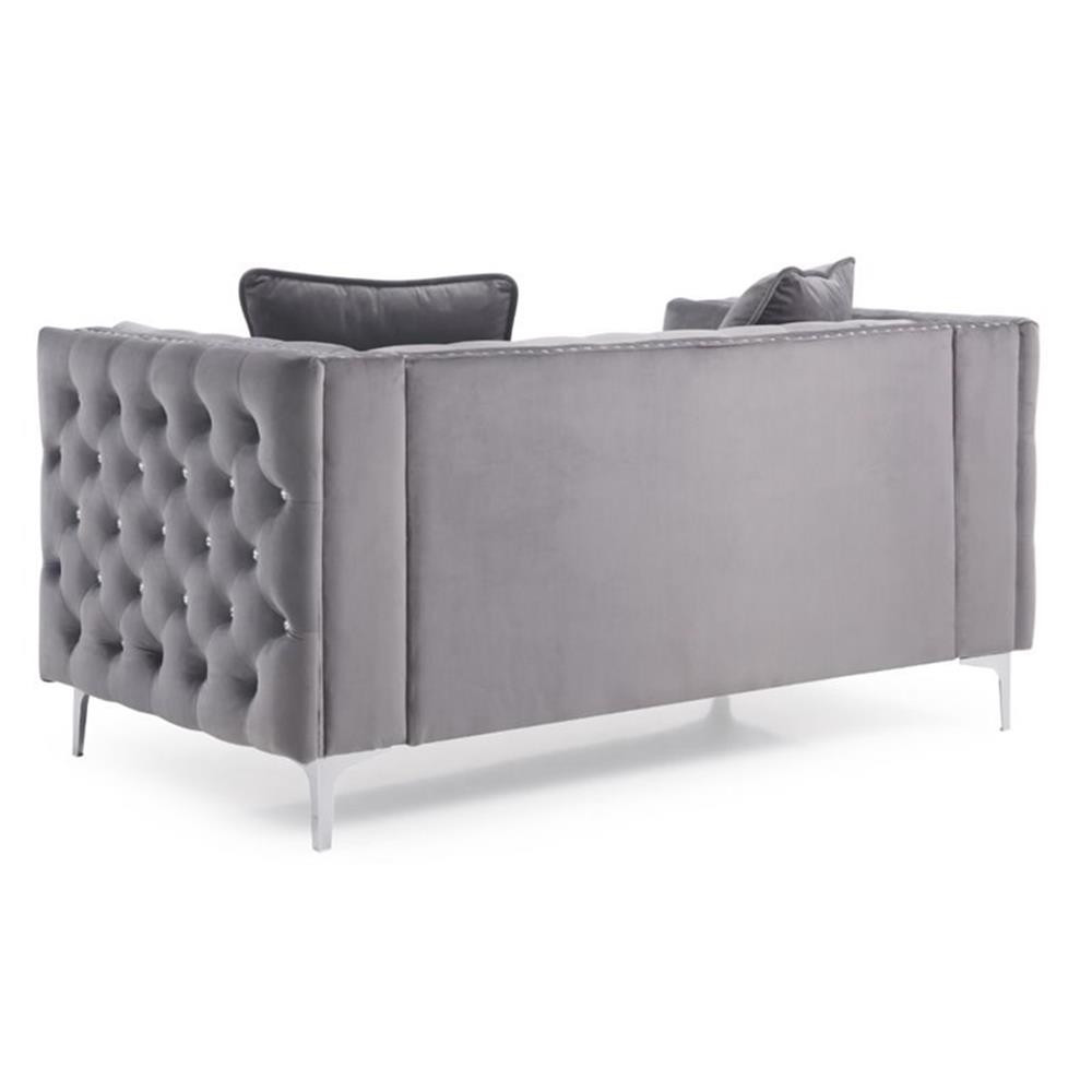 Glory Furniture Paige Velvet Loveseat in Gray