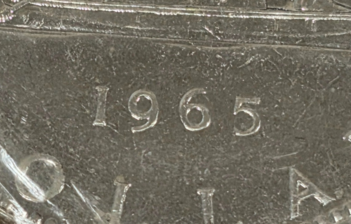 Canada 1965 Silver Dollar $1 - Type 1 Small Beads Pointed 5 Prooflike *GEM BU*