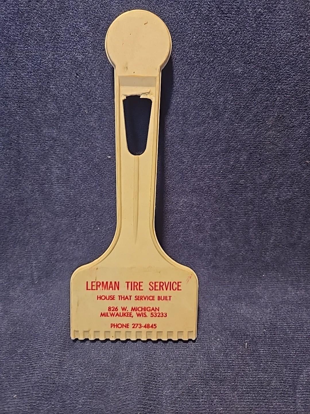 VINTAGE Lerman Tire  SERVICE  Milwaukee ICE SCRAPER