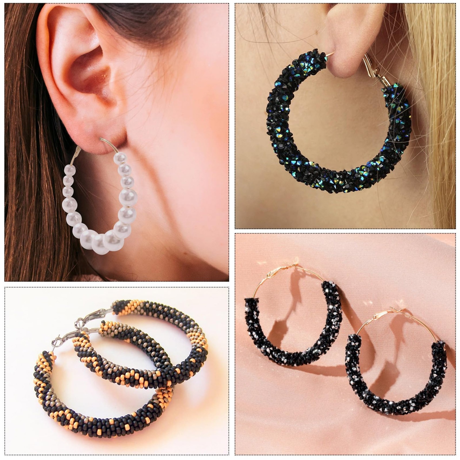 48pcs Hoop Earrings Findings, Hypoallergenic Round Earring Loop, Open Beading E