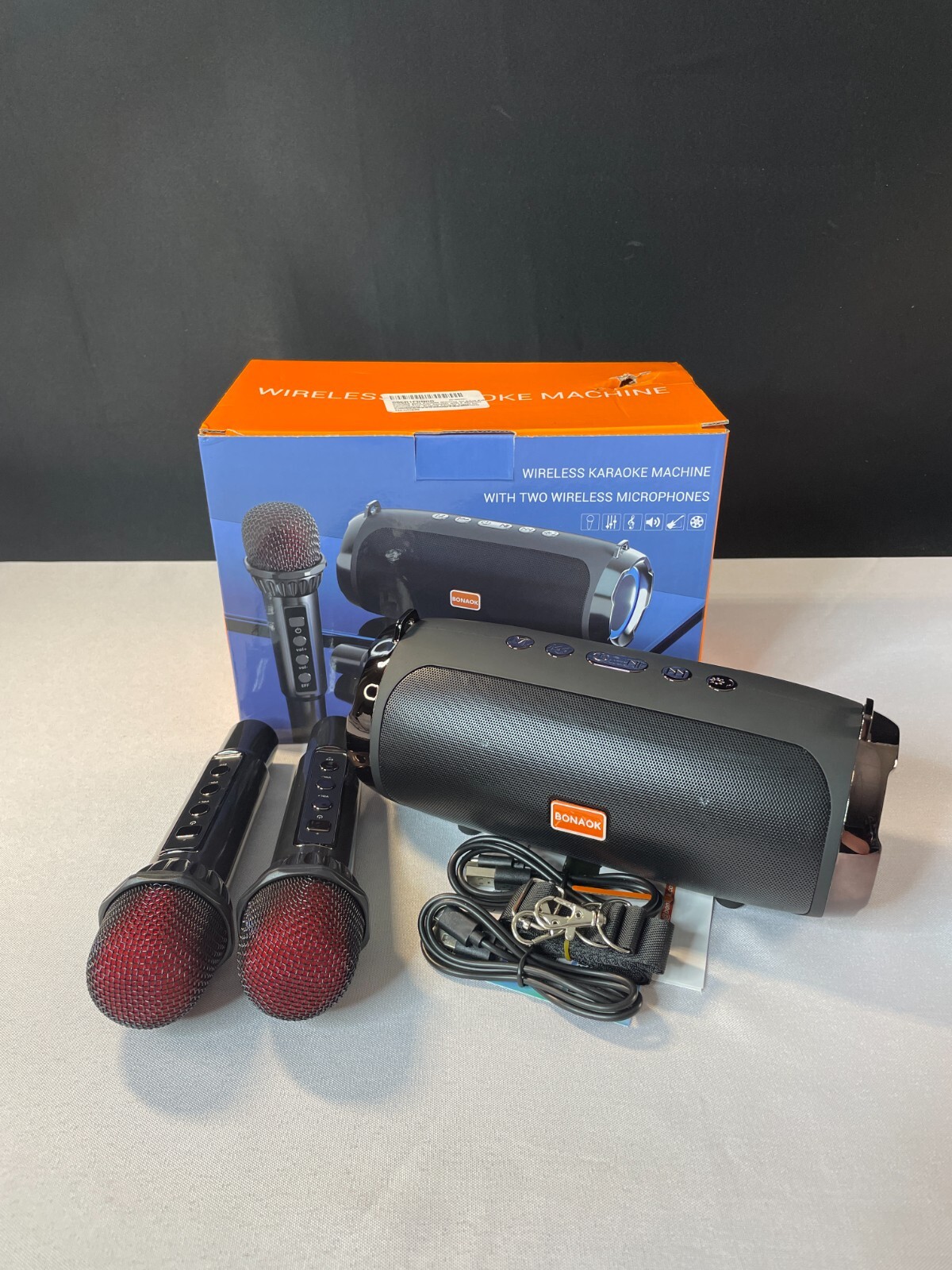 Bonaok T-15 Black Portable Bluetooth Wireless Karaoke Machine With User Manual