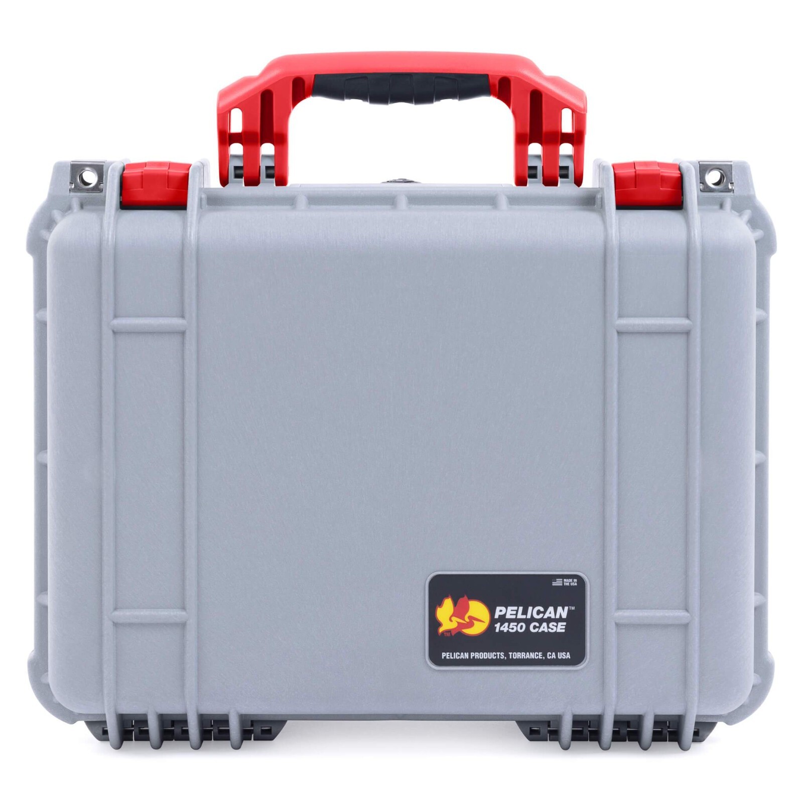 Silver & Red Pelican 1450 case.  With Foam.