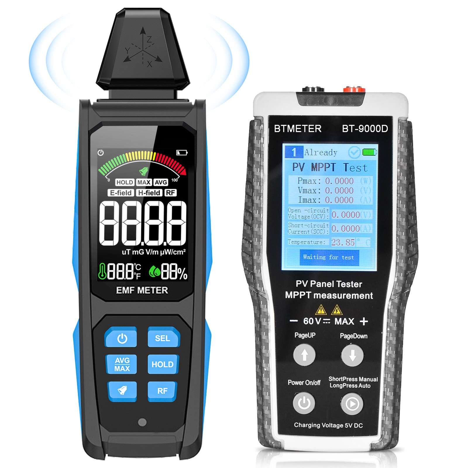 Solar Panel Tester MPPT Photovoltaic Panel Multimeter or EMF Meter RF Detector
