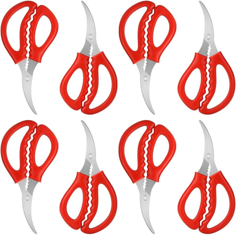 8 Pcs Seafood Scissors, Crab Leg Crackers, Stainless Steel Shears