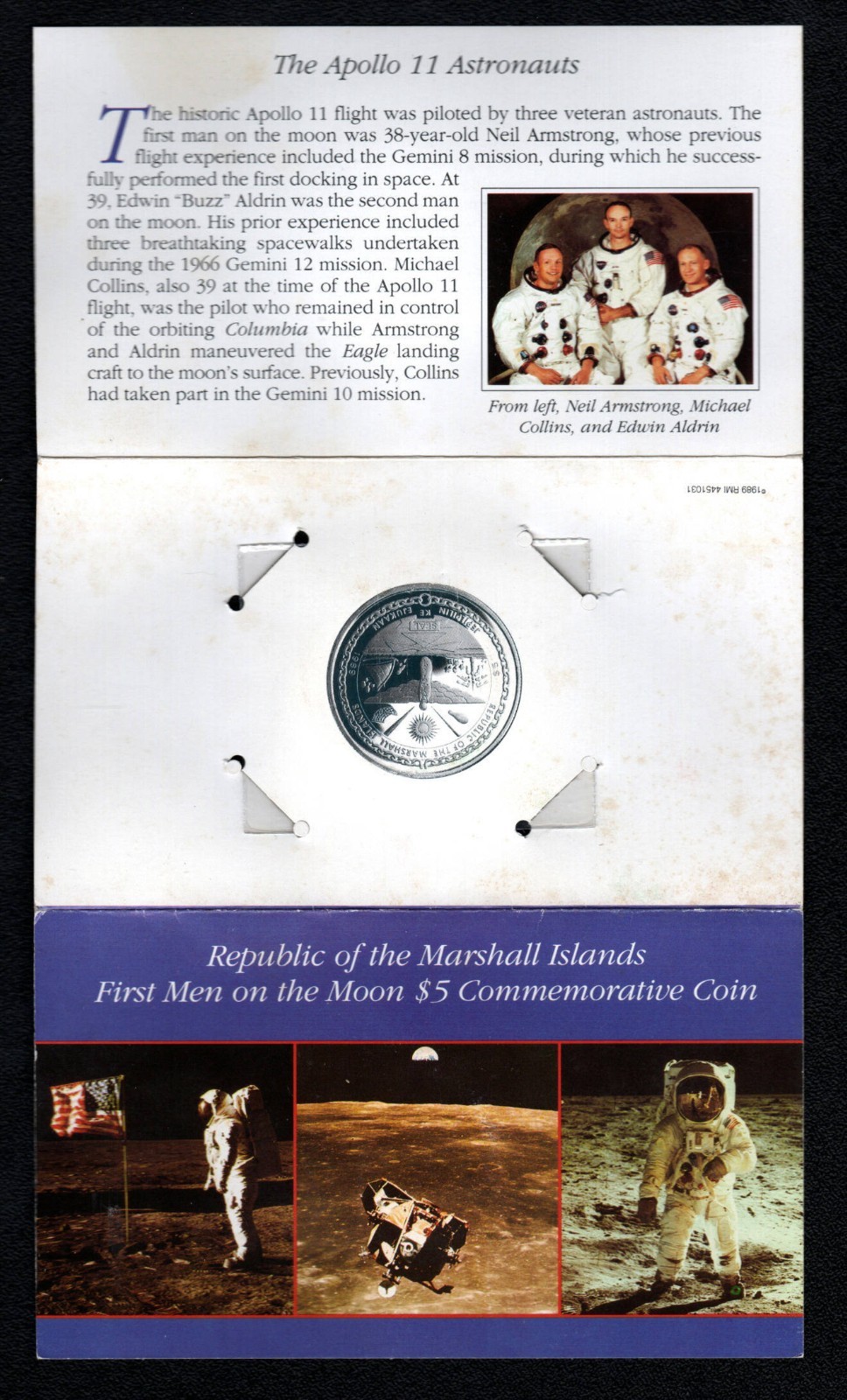 Republic of the Marshall Islands First Men on the Moon $5.00 Commemorative Coin