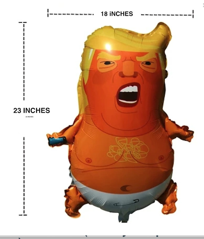 BUY 1 FREE 1 - Donald Trump Baby Mylar Foil Balloon 23"x18" Novelty Political
