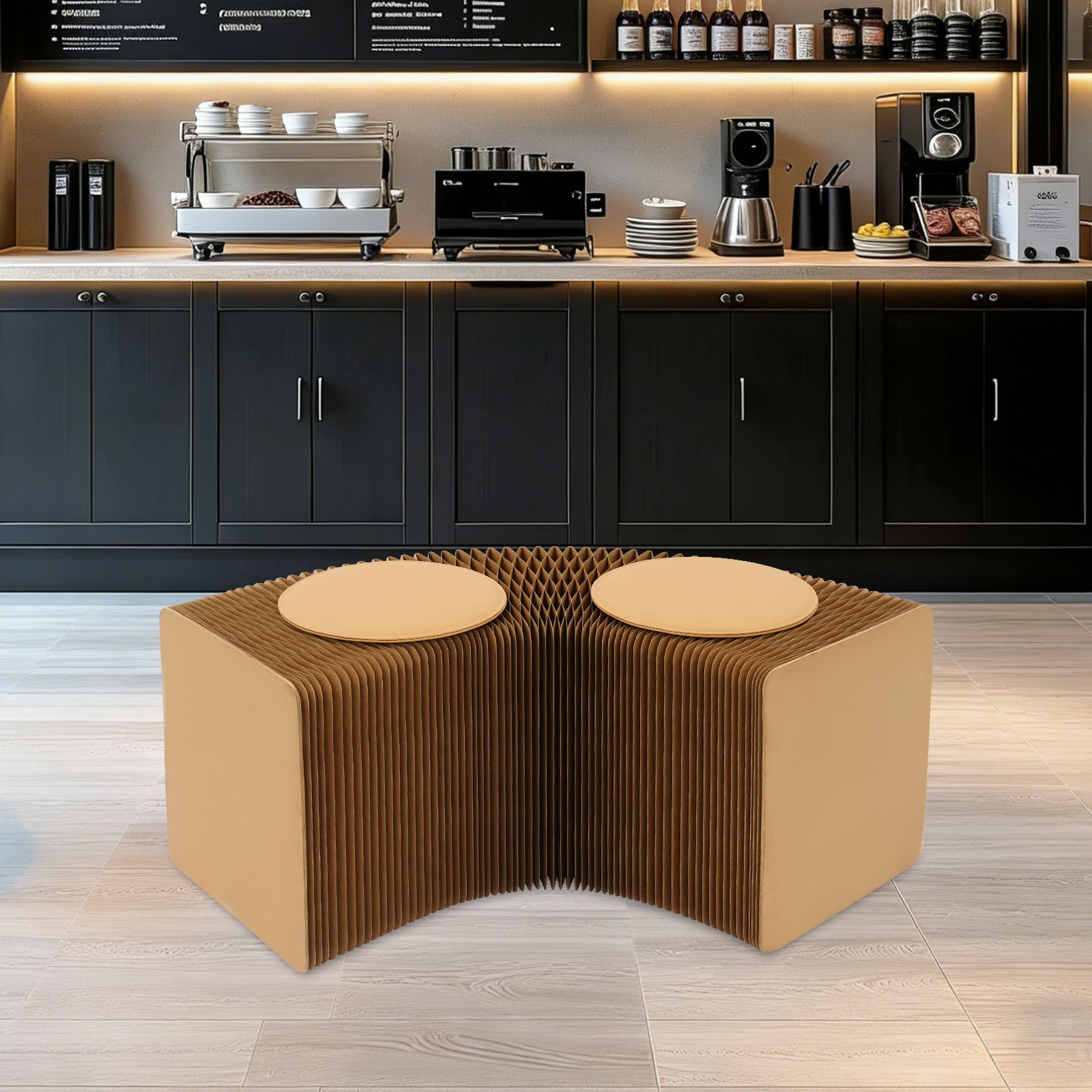 Modern Folding Craft Bench Multi‑Purpose Floor Standing Stool W/2-Cushion Seat