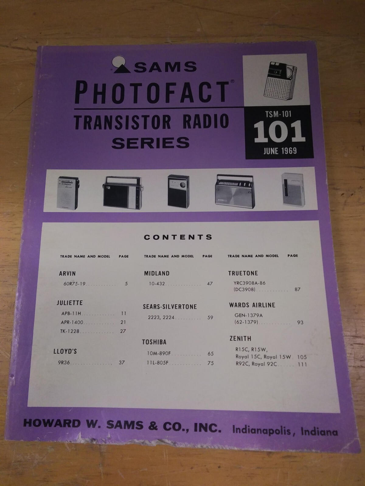 Sams Photofact Transistor Radio Series TSM-101 June 1969