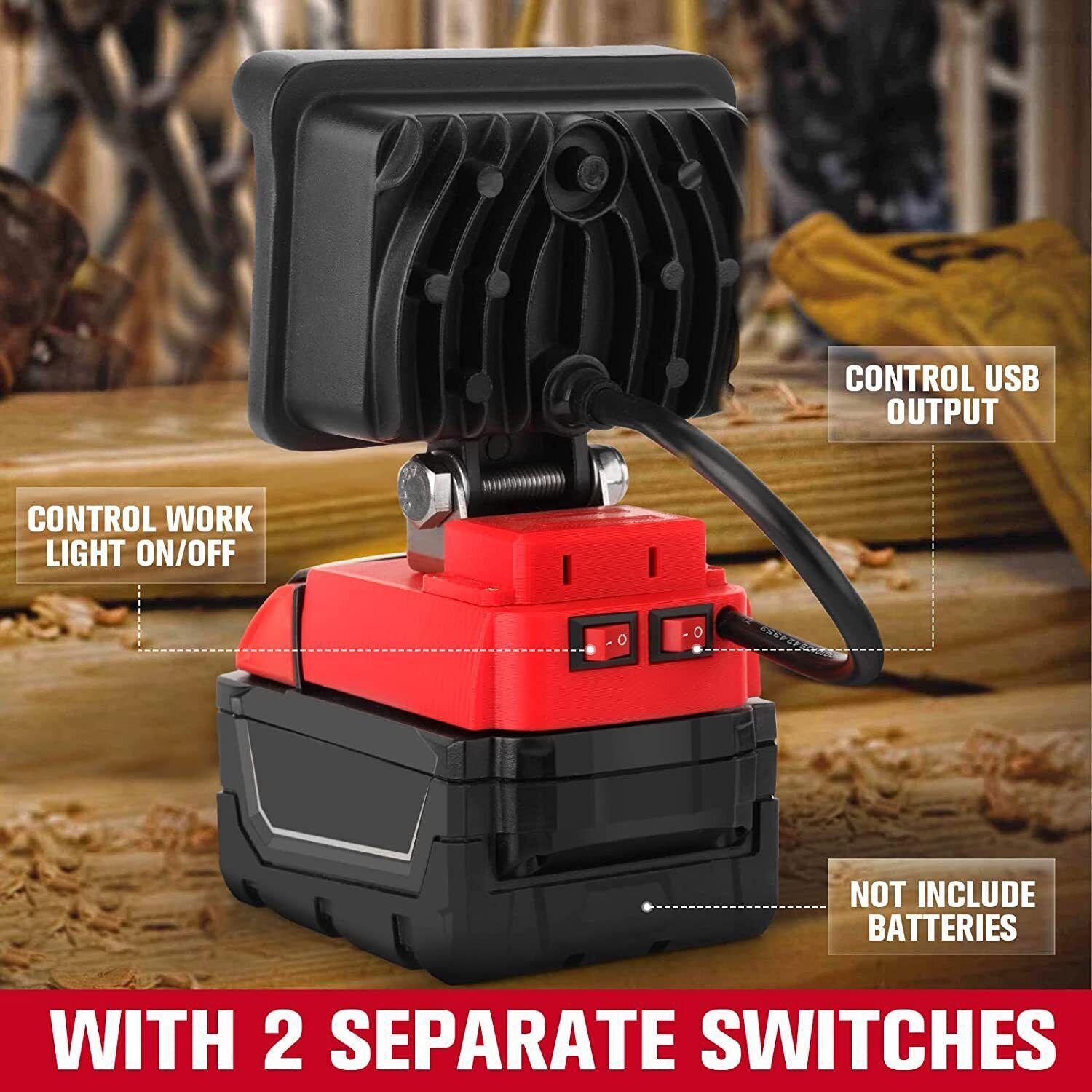 2PCS Wireless LED Work Light for Milwaukee M18 18V Battery Cordless Outdoor Lamp