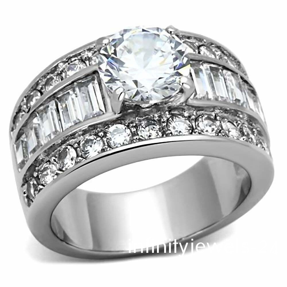 4.15CT Round Cut Diamond Lab-Created Engagement Wedding Ring 14K White Gold Over