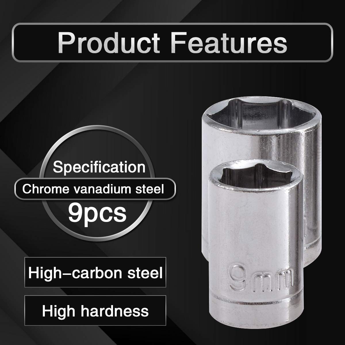 9PCS Impact Adapter and Reducer Set Socket Reducer Adapters Ratchet Socket Ad...