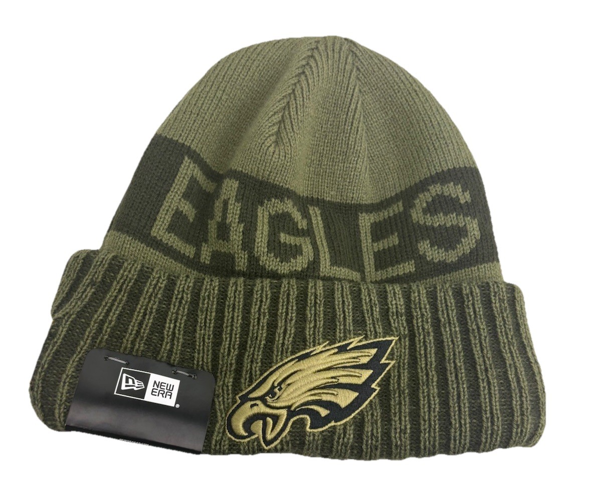 Philadelphia Eagles NFL 2025 Salute to Service New Era Winter Knit Beanie hat